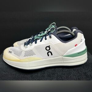 On Running White and Navy Athletic Shoes